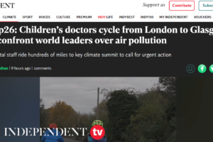 Cop26: Children’s doctors cycle from London to Glasgow to confront world leaders over air pollution